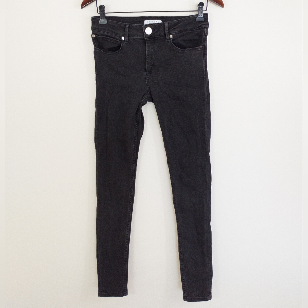Sandro Paris Black Washed Skinny Denim Jeans Size US 6